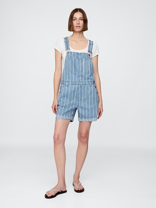 salopette courte à rayures en denim ultra-doux