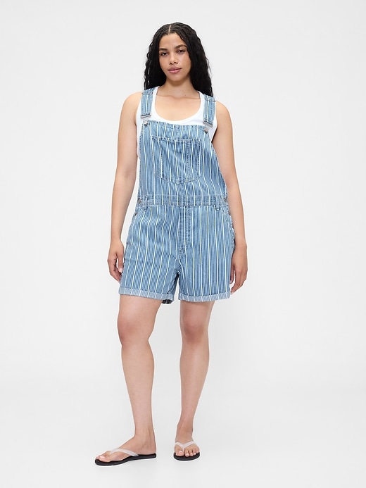 salopette courte à rayures en denim ultra-doux