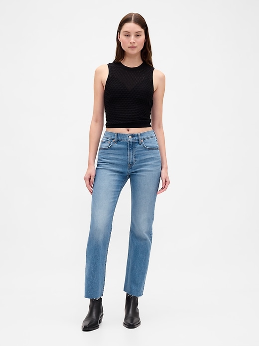 jean slim droit court taille haute années 90