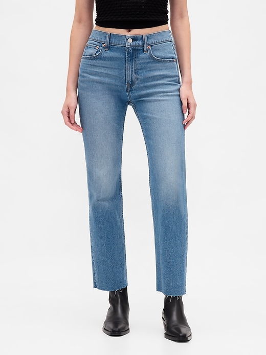 jean slim droit court taille haute années 90