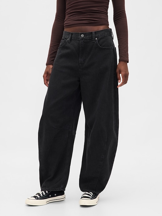 jean taille haute ultra-doux à motif fer à cheval