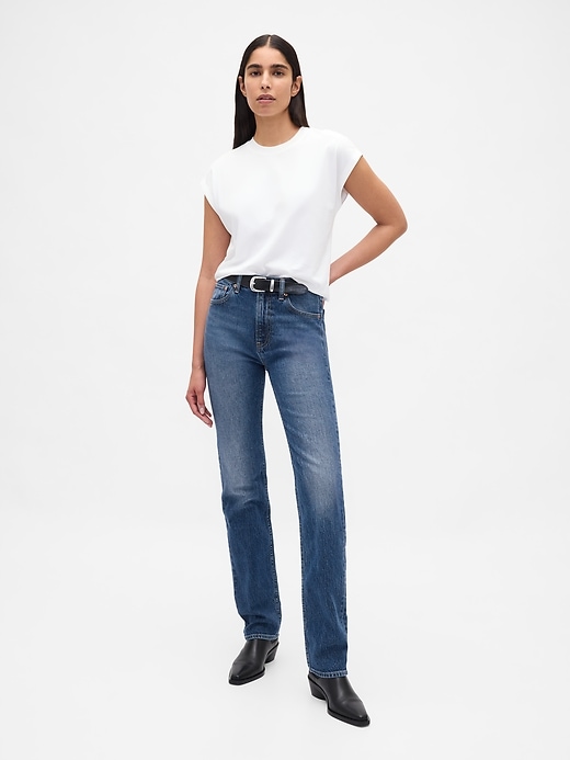 jean slim droit taille haute années 90