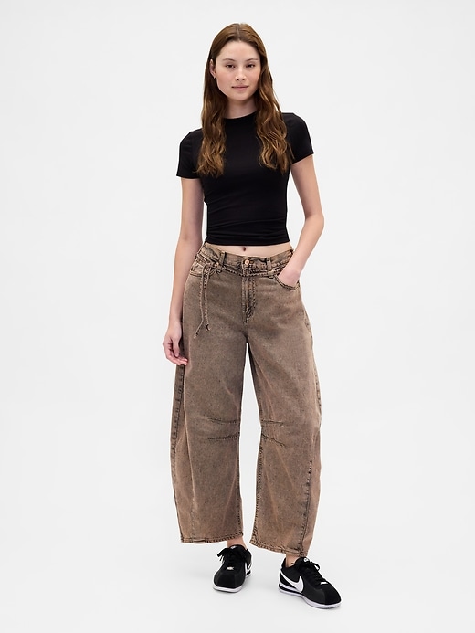 jean taille haute ultra-doux à motif fer à cheval