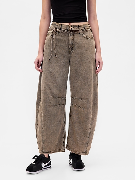 jean taille haute ultra-doux à motif fer à cheval