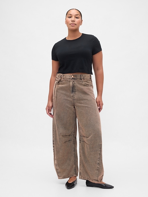 jean taille haute ultra-doux à motif fer à cheval