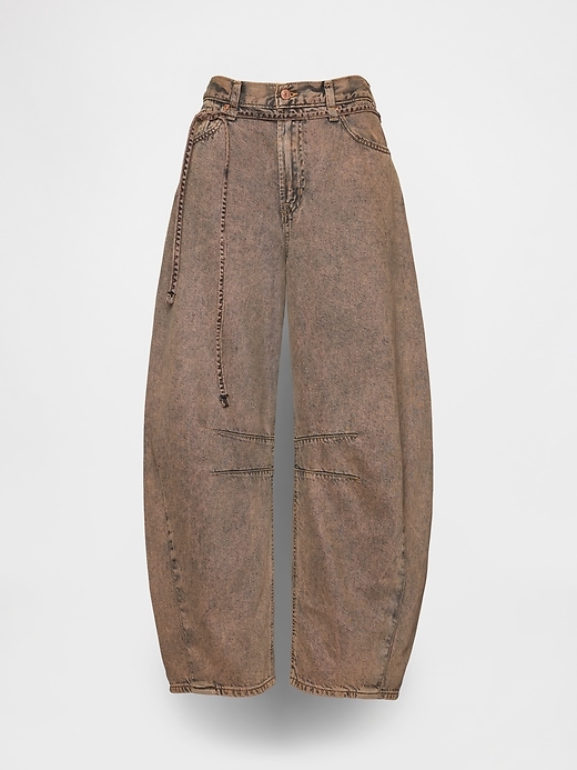jean taille haute ultra-doux à motif fer à cheval