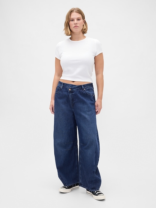 jean à taille haute ultra-doux croisé en forme de fer à cheval