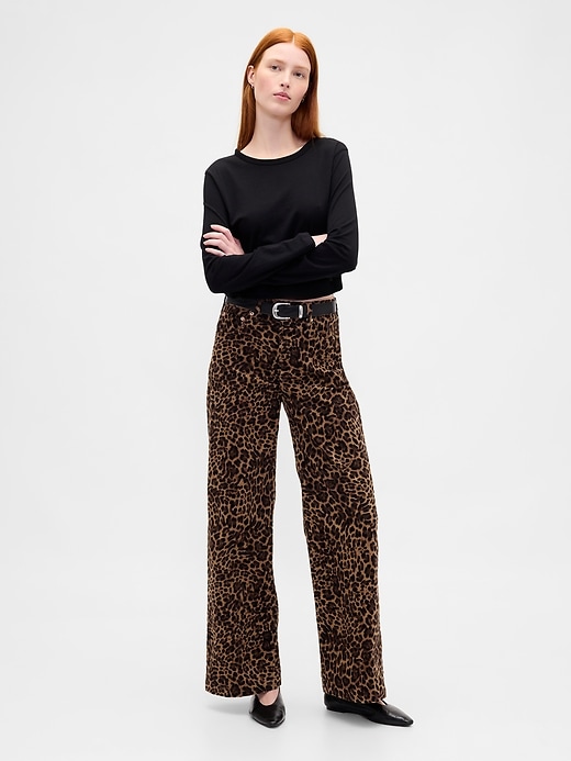 pantalon large en velours côtelé taille haute