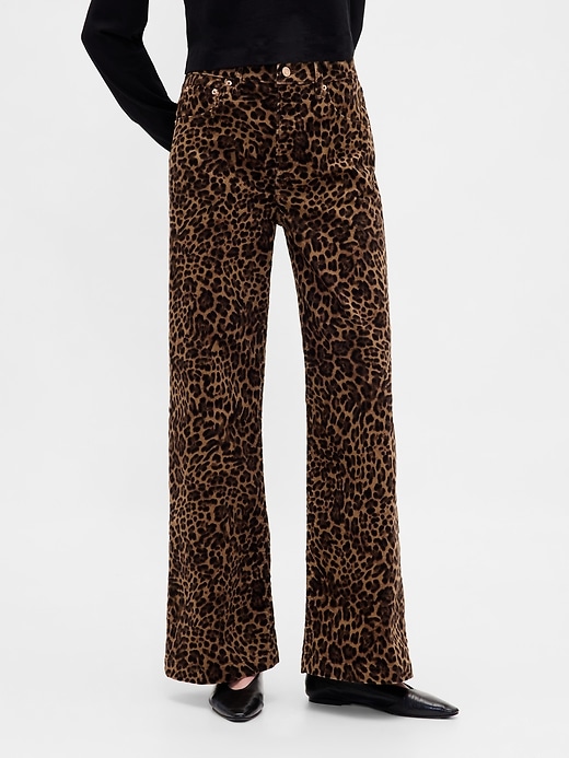 pantalon large en velours côtelé taille haute