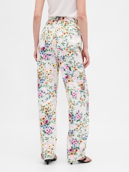 jean à fleurs taille haute