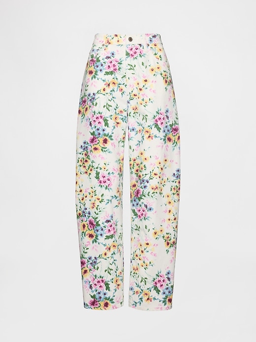 jean à fleurs taille haute