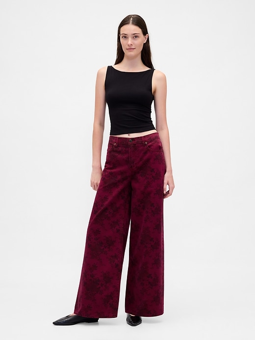 jean baggy fleuri taille mi-haute