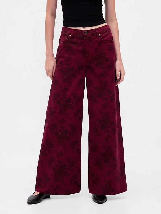 jean baggy fleuri taille mi-haute