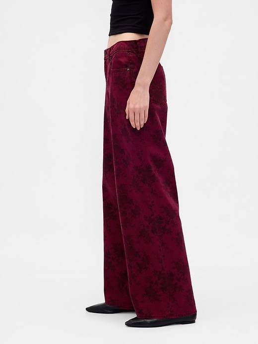 jean baggy fleuri taille mi-haute