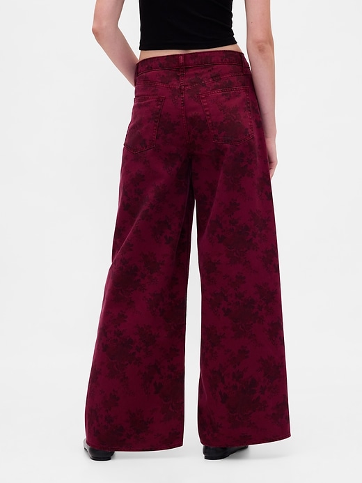 jean baggy fleuri taille mi-haute