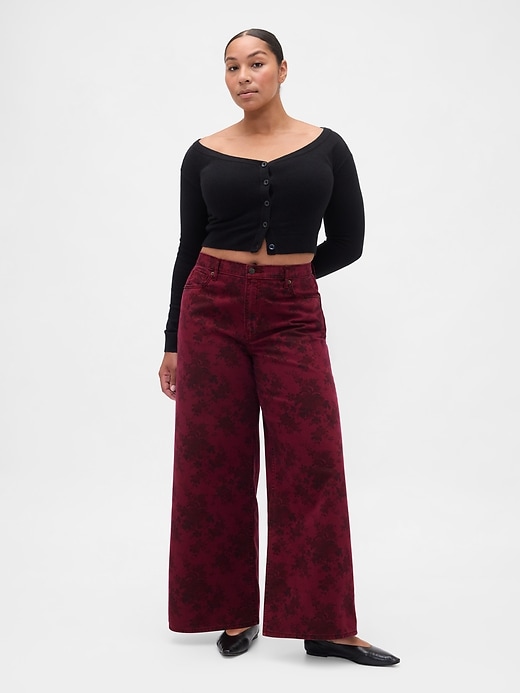 jean baggy fleuri taille mi-haute