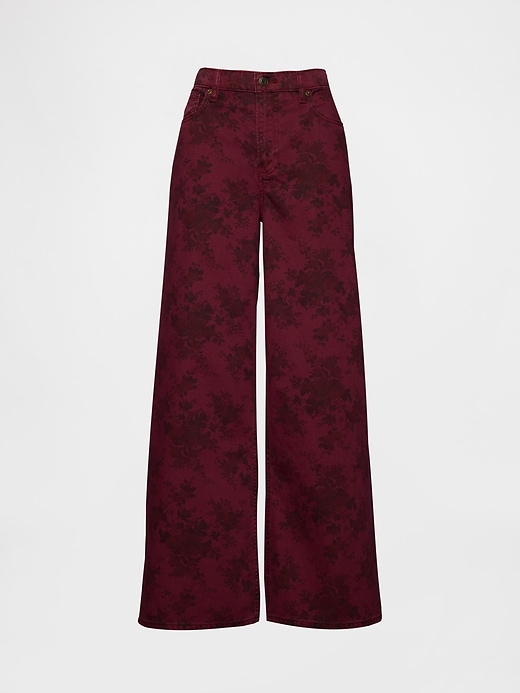 jean baggy fleuri taille mi-haute