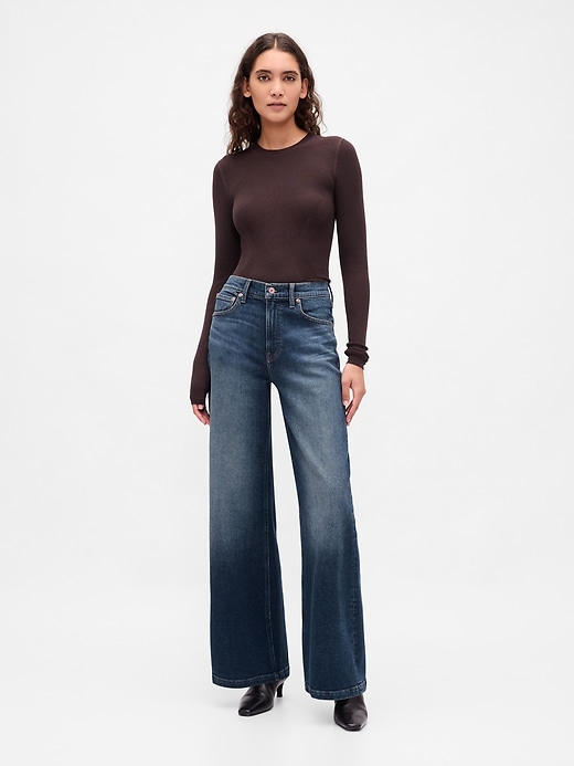 jean taille haute à jambes larges