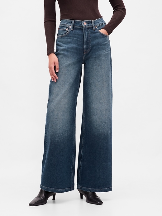 jean taille haute à jambes larges