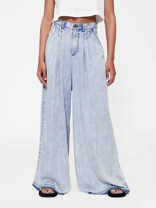 pantalon en denim drapé taille haute gapstudio