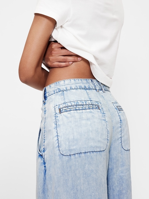 pantalon en denim drapé taille haute gapstudio