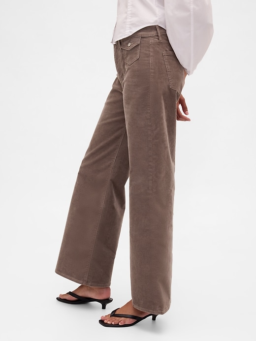 pantalon large en velours côtelé taille haute