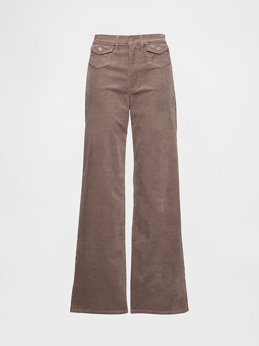 pantalon large en velours côtelé taille haute