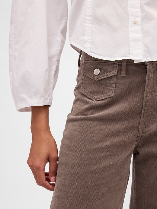 pantalon large en velours côtelé taille haute