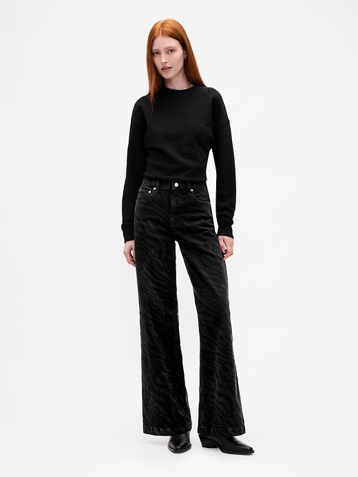 jean taille haute à jambes larges