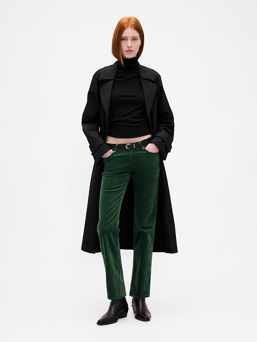 pantalon droit slim en velours taille basse style années 90