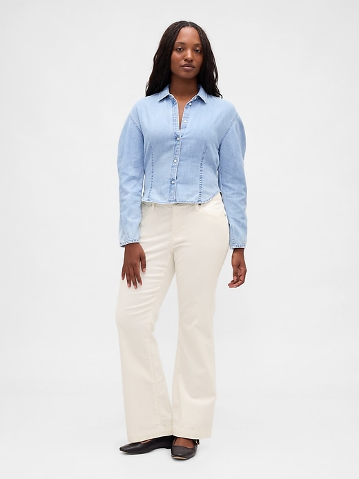 pantalon long et ajusté en velours côtelé taille basse