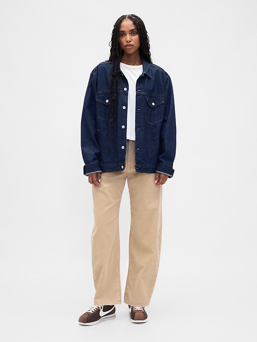 pantalon tonneau en velours côtelé taille haute