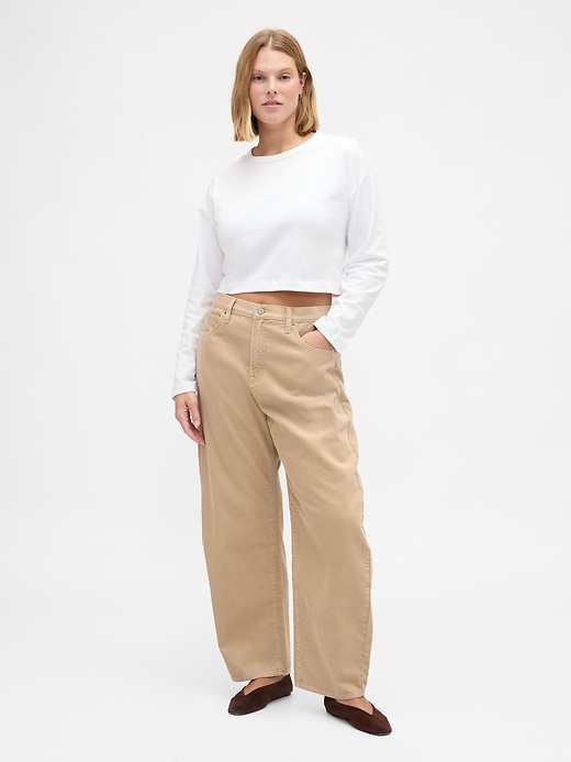 pantalon tonneau en velours côtelé taille haute