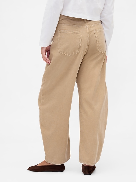 pantalon tonneau en velours côtelé taille haute