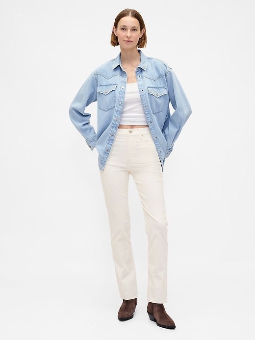 pantalon droit slim en velours côtelé taille haute années 90