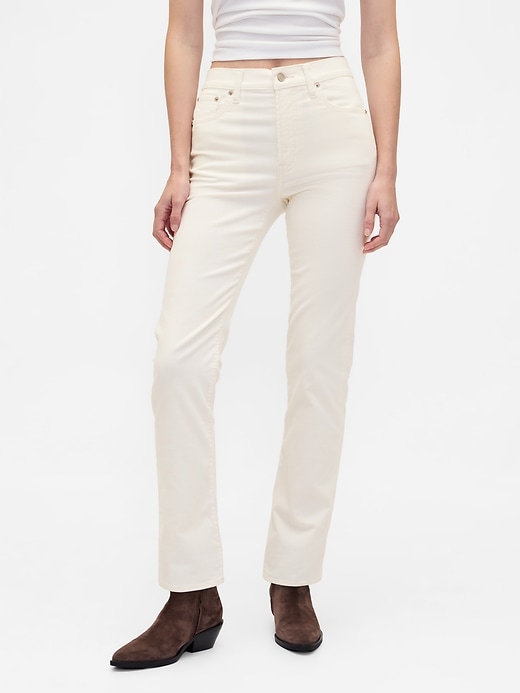 pantalon droit slim en velours côtelé taille haute années 90