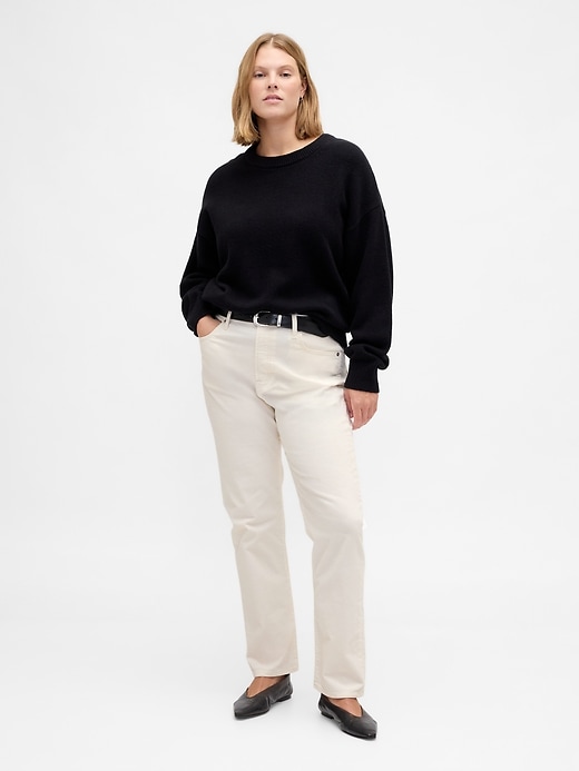 pantalon droit slim en velours côtelé taille haute années 90