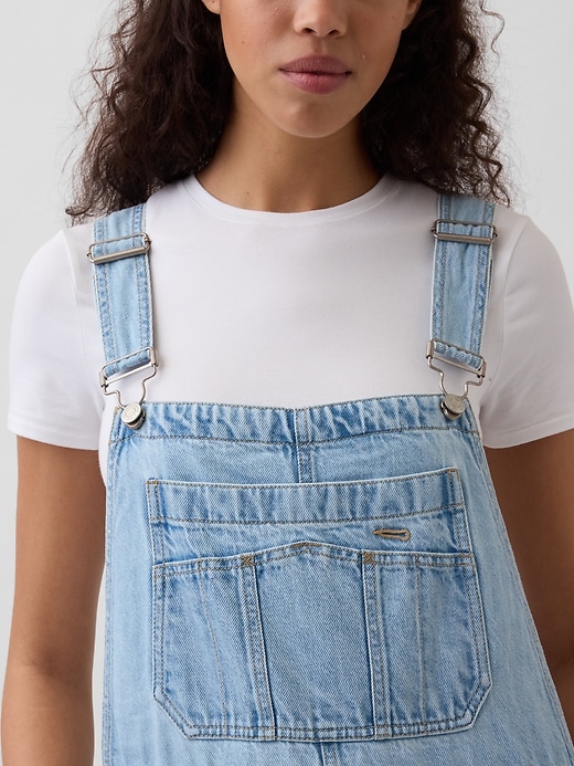 salopette en denim ultra-doux en forme de fer à cheval
