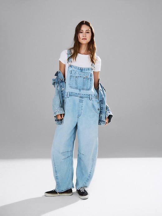 salopette en denim ultra-doux en forme de fer à cheval
