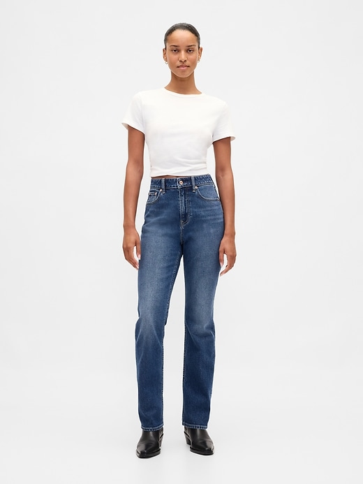 jean slim droit taille haute pour femmes rondes style années 90
