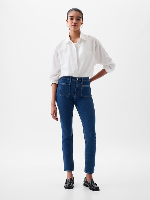 jean slim vintage taille mi-haute