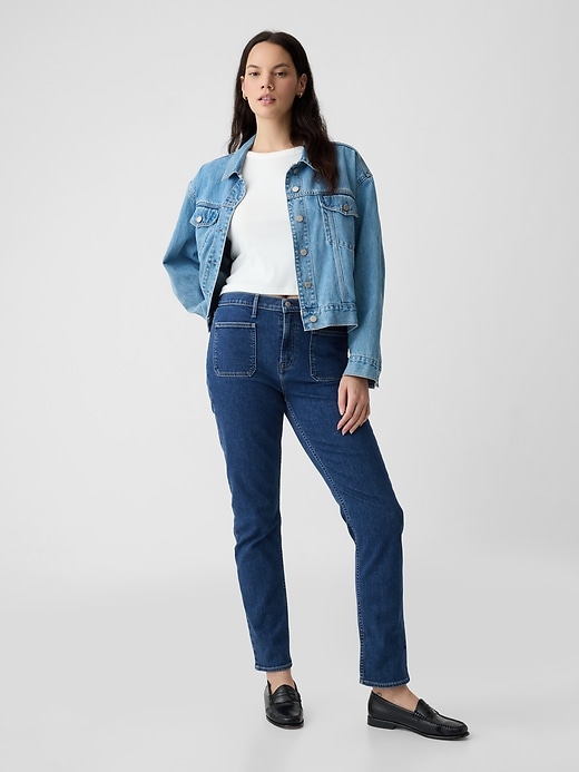 jean slim vintage taille mi-haute