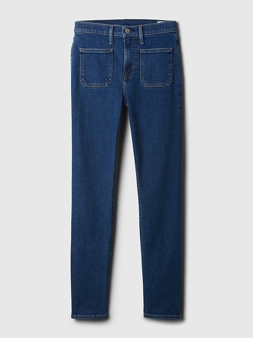 jean slim vintage taille mi-haute