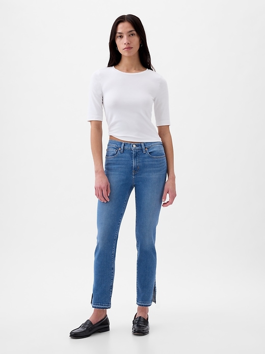jean slim vintage taille mi-haute