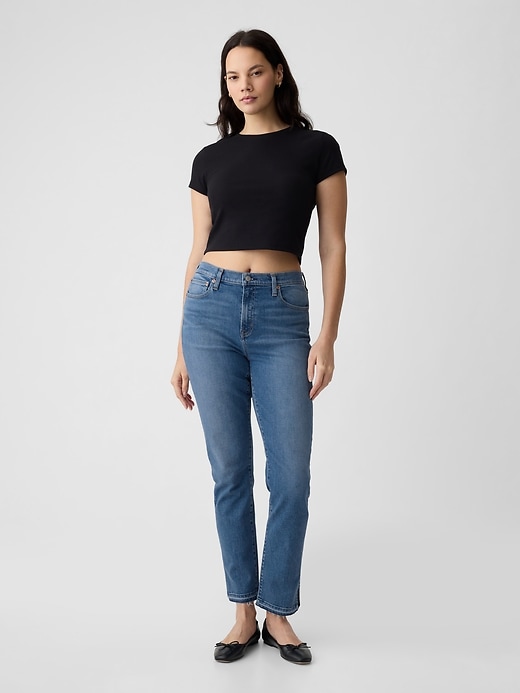 jean slim vintage taille mi-haute