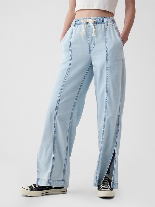 pantalon en denim à jambes larges et confortables