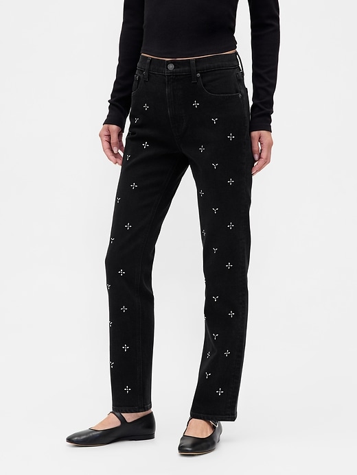 jean slim droit taille haute années 90