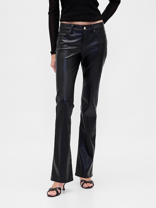 pantalon long et élancé taille basse en cuir végétalien recyclé