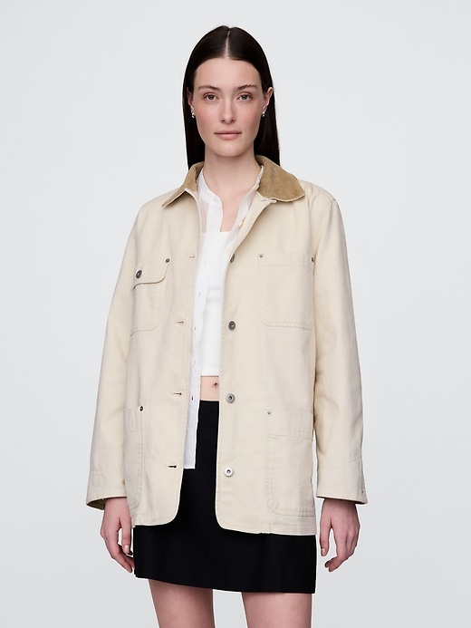 veste de grange à col en velours côtelé