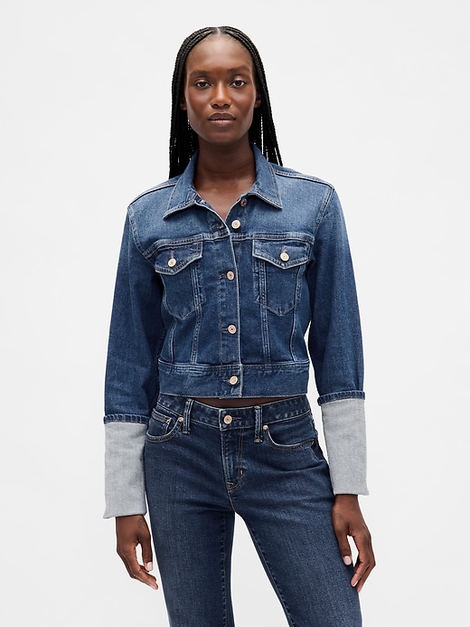 veste en jean courte à poignets pin-clamp icon